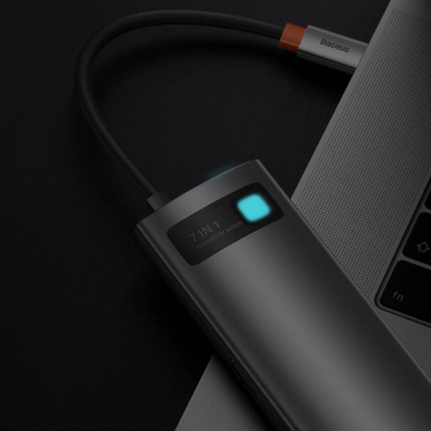 Порт-реплікатор Baseus 7-in-1 Metal Gleam Series Type-C to HDMI+USB+SD/TF Docking Station (WKWG020113)