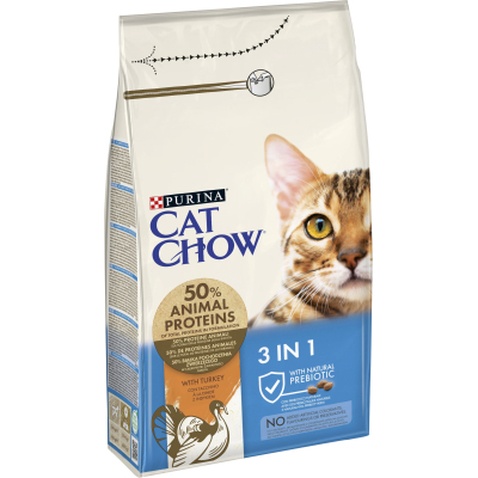 Сухий корм для кішок Purina Cat Chow Feline 3 в 1 з індичкою 1.5 кг (7613034155139)