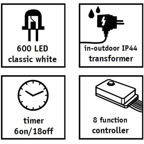 Гірлянда Luca Lighting кластер, срібна струна, 20 м, теплий білий (8718861852684)