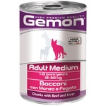 Консерви для собак Gemon Dog Wet Medium Adult шматочки з яловичиною та печінкою 415 г (8009470387859)