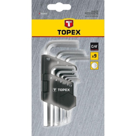Набір інструментів Topex ключі шестигранні HEX 1.5-10 мм, 9 шт. (35D955)
