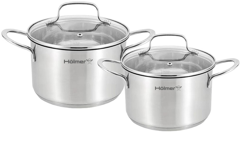 Набір посуду  Holmer Elegance (CS-4451-SS) 4 предмети (Кастрюля 2л/3,8л 4 кришки)
