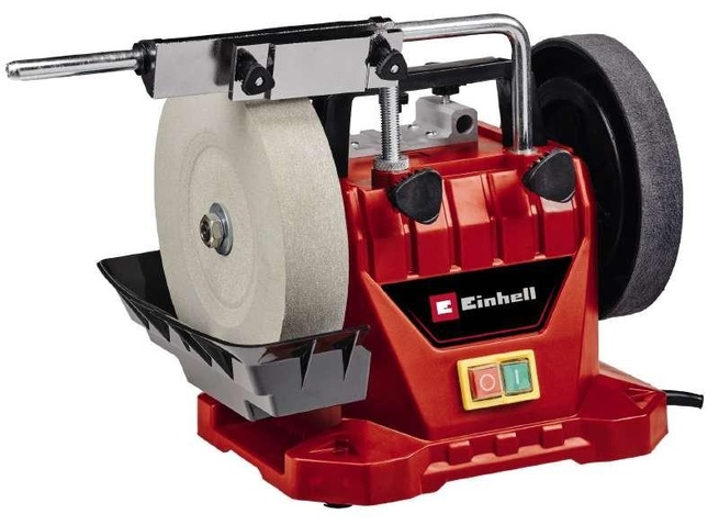 Точило  Einhell TC-WG 200, 125Вт, диск вологого заточування 200х32мм, шкіряний диск 180х30мм, 110об/х