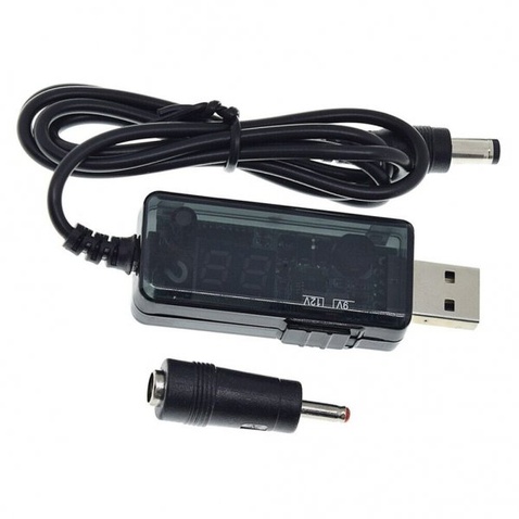 Перетворювач  USB (AM/DC) 0,8m Maxxter 5,5/3,5 мм, 12V/9V, Black
