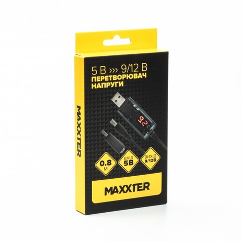 Перетворювач  USB (AM/DC) 0,8m Maxxter 5,5/3,5 мм, 12V/9V, Black