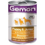 Консерви для собак Gemon Dog Wet Puppy&Junior шматочки з куркою и індичкою 415 г (8009470387866)