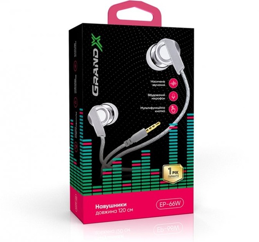 Навушники  Grand-X EP-66W White
