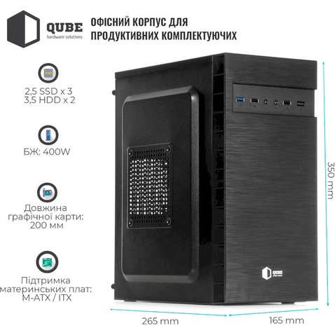 Корпус  Qube QB27M Black (QB27M_MNNU3)