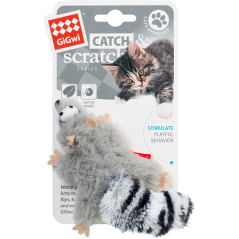 Іграшка для котів GiGwi Catch&scratch Єнот з котячою м'ятою 8 см (75019)