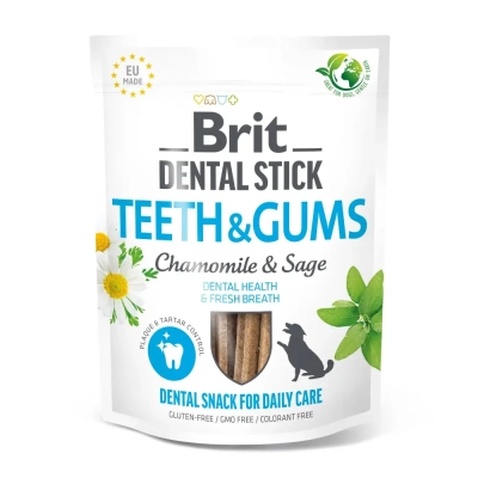 Ласощі для собак Brit Dental Stick Teeth&Gums ромашка і шавлія 251 г (8595602564354)