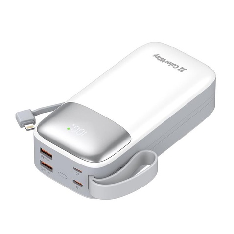 Зовнішній акумулятор ColorWay 30000mAh White (CW-PB300LPA4WT-PDD)