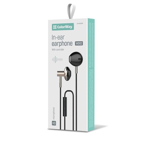 Навушники СolorWay Slim 3.5 mm Wired Earphone Blast 2 Black (CW-WD02BK)