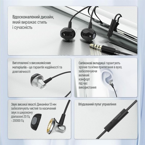 Навушники СolorWay Slim 3.5 mm Wired Earphone Blast 1 Black (CW-WD01BK)