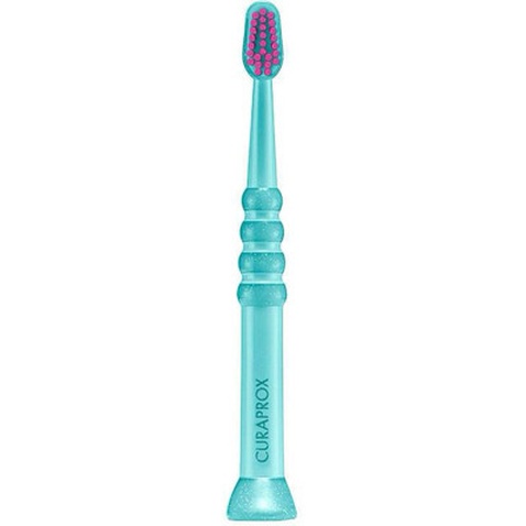 Дитяча зубна щітка Curaprox CS Baby з гумованою ручкою (0-4 років) Рожевий / Зелений (CS Baby-03)