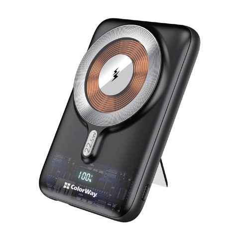 Зовнішній акумулятор ColorWay 15W MagSafe 10000mAh Black (CW-PB100LPA3BK-WPDD)