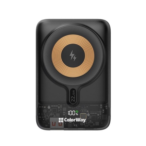 Зовнішній акумулятор ColorWay 15W MagSafe 10000mAh Black (CW-PB100LPA3BK-WPDD)