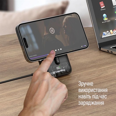 Зовнішній акумулятор ColorWay 15W MagSafe 10000mAh Black (CW-PB100LPA3BK-WPDD)