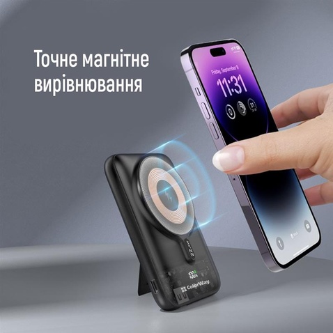 Зовнішній акумулятор ColorWay 15W MagSafe 10000mAh Black (CW-PB100LPA3BK-WPDD)
