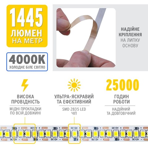 Стрічка світлодіодна ELM 2835 240LED IP20 4000K (19-0012)