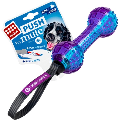 Іграшка для собак GiGwi Push to mute Гантеля з вимикною пискавкою 18 см (75332)
