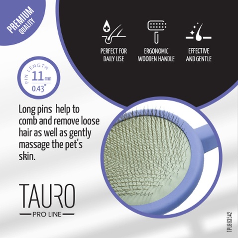 Гребінець для тварин Tauro Pro Line круглий M, зубці 11 мм purple (TPLB63542)