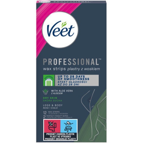 Воскові смужки Veet Professional для сухої шкіри з Алоє вера 12 шт. (8410104511340)