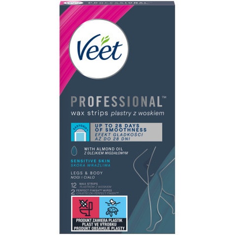 Воскові смужки Veet Professional для чутливої шкіри з Олією мигдалю 12 шт. (5900627027259)