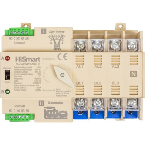Автоматичний вимикач HiSmart W2R-4P 220V 100A (HS082505)