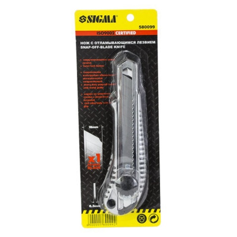 Ніж монтажний Sigma металевий корпус, лезо 18мм, гвинтовий замок (8211031)