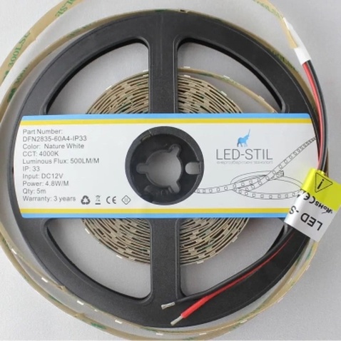 Світлодіодна стрічка LED-STIL 4000K 4,8 Вт/м 2835 60 діодів IP33 12 Вольт 500 lm нейтральне світло (DFN2835-60A4-IP33)