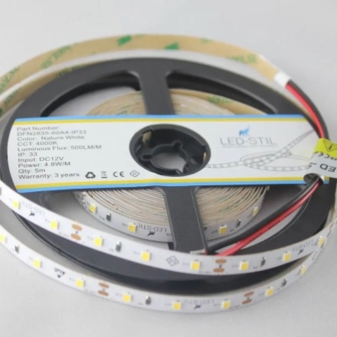 Світлодіодна стрічка LED-STIL 4000K 4,8 Вт/м 2835 60 діодів IP33 12 Вольт 500 lm нейтральне світло (DFN2835-60A4-IP33)