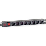 Силовий блок 19" 1U 8xSchuko, вимикач, С14 Kingda (KD-PDU-GM-1U-P8-C14)