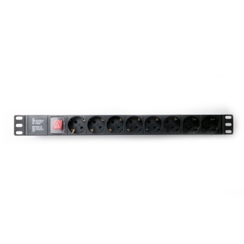 Силовий блок 19" 1U 8xSchuko, вимикач, С14 Kingda (KD-PDU-GM-1U-P8-C14)