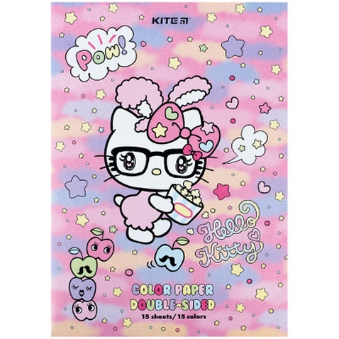 Кольоровий папір Kite А4 двосторонній Hello Kitty 15арк/15 кол (HK24-250)