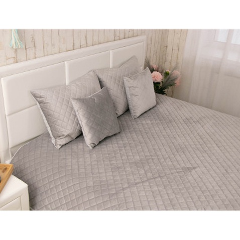 Покривало Руно двостороннє декоративне Velour Grey ромб 180х220 см (340.55_Grey ромб)