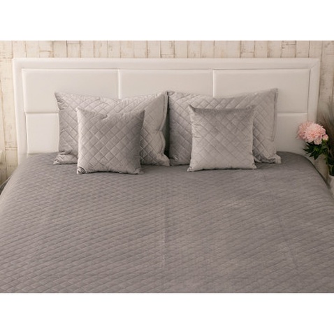 Покривало Руно двостороннє декоративне Velour Grey ромб 180х220 см (340.55_Grey ромб)