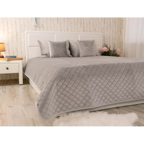 Покривало Руно двостороннє декоративне Velour Grey ромб 180х220 см (340.55_Grey ромб)