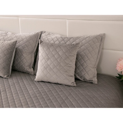 Покривало Руно двостороннє декоративне Velour Grey ромб 180х220 см (340.55_Grey ромб)