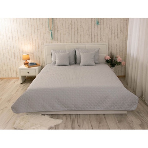 Покривало Руно двостороннє декоративне Velour Grey ромб 180х220 см (340.55_Grey ромб)