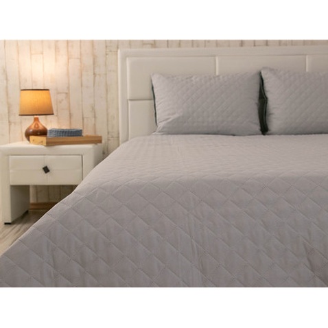 Покривало Руно двостороннє декоративне Velour Grey ромб 180х220 см (340.55_Grey ромб)