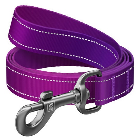 Повідок для собак WAUDOG Nylon Mono, світловідбивний M фіолетовий (52189)