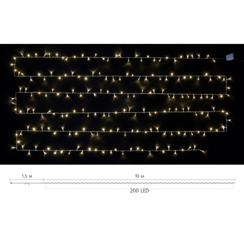 Гірлянда Delux STRING С 200 LED 10m Теплий білий/прозорий IP20 (90017981)