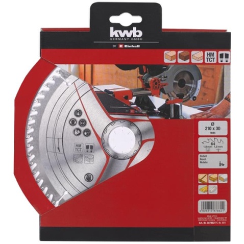 Диск пильний Einhell TCT KWB, 210х30 мм, 64 зуб. (587862)