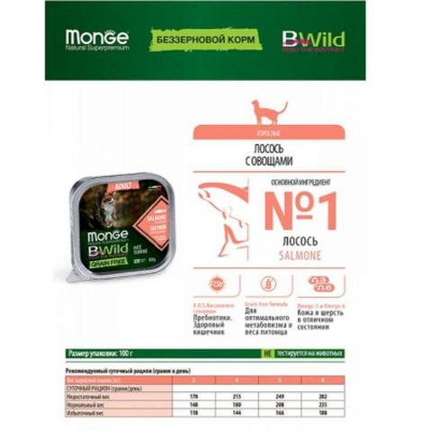 Паштет для котів Monge BWild Grain Free Wet Salmon Adult Cat 100 г (8009470012881)