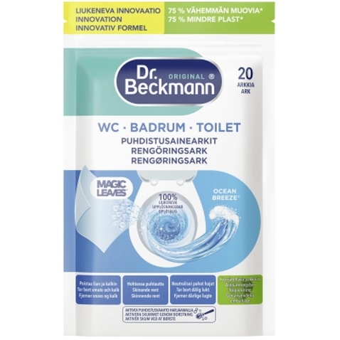 Засіб для чищення унітазу Dr. Beckmann Magic Leaves Розчинні серветки Океанський бриз 20 шт. (4008455615813)