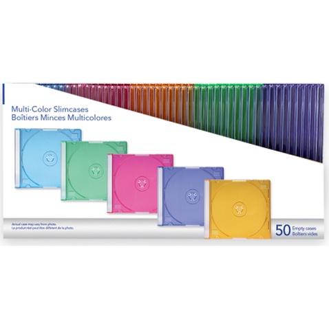 Бокс для диска CD/DVD Slimcase Assorted colours 50шт Verbatim (49973)