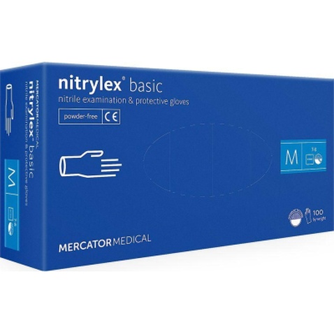 Медичні рукавички Mercator Medical Nitrylex Basic Нітрилові Неопудрені діагностичні Розмір M Сині 100 шт. (3.1006) (5906615004615)