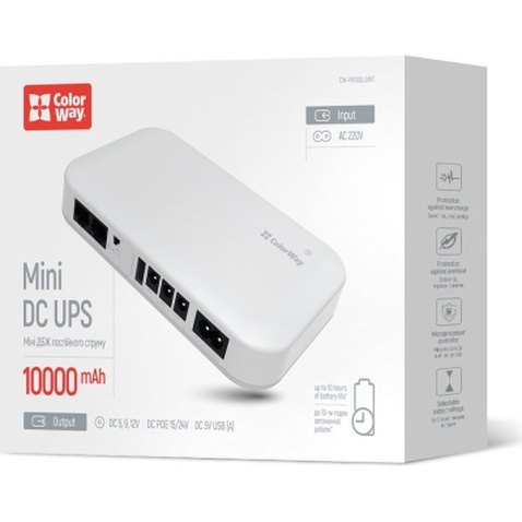 Пристрій безперебійного живлення ColorWay CW-PB100LI3WT 10000mAh 21W (CW-PB100LI3WT)