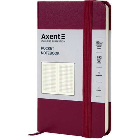 Книга записна Axent Partner, 95x140 мм, 96 аркушів, клітинка, винна (8301-46-A)