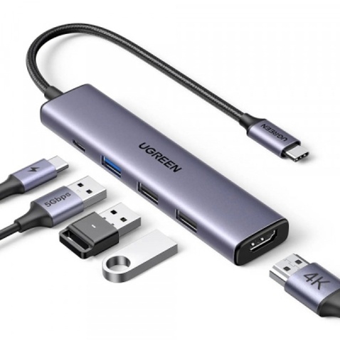 Порт-реплікатор Ugreen CM478 USB Type-C HDMI, USB/3.0, Type-C for charging PD/100W (15495)
